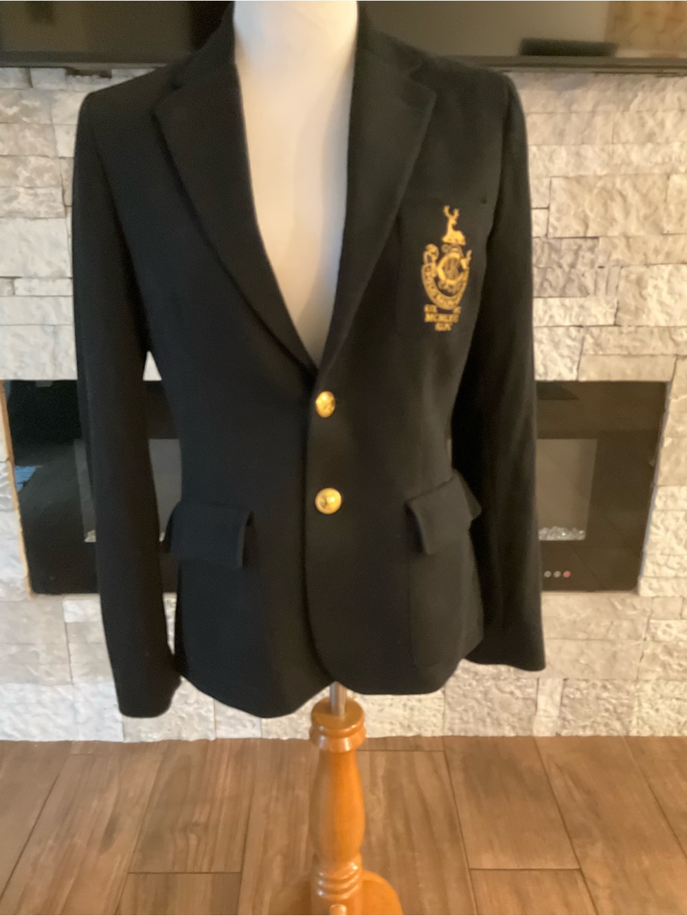Polo by Ralph Lauren Black Blazer with Gold Crest & Buttons Size 10